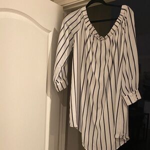 Forever 21 Black Striped Off-Shoulder Blouse